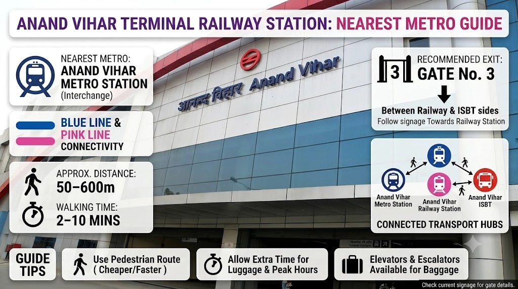 Anand Vihar Railway Station Nearest Metro Station: Gate, Fare and Route