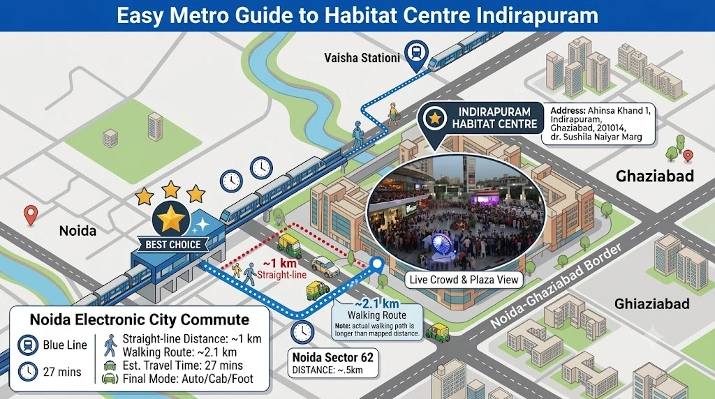 Nearest Metro Station to Habitat Centre Indirapuram